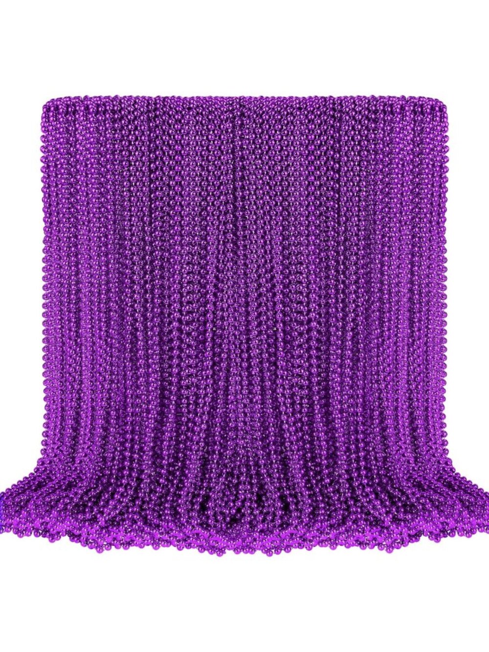 100 PCS Purple Mardi Gras Beads Necklaces - 33" Metallic Party Favors & Decor